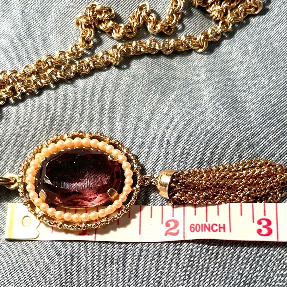 Vintage AVON rose tone stone pendant necklace​​​ - Picture 4 of 6